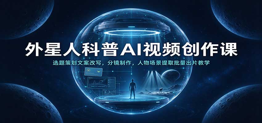 外星人科普AI视频创作课：选题策划文案改写，分镜制作，人物场景提取批量出片教学 - 臻优资源网