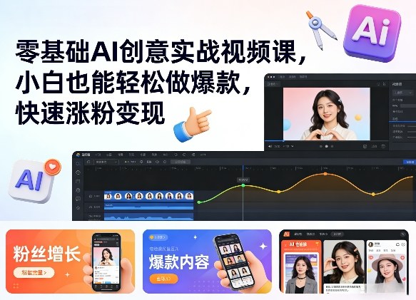 零基础AI创意实战视频课，小白也能轻松做爆款，快速涨粉变现 - 臻优资源网