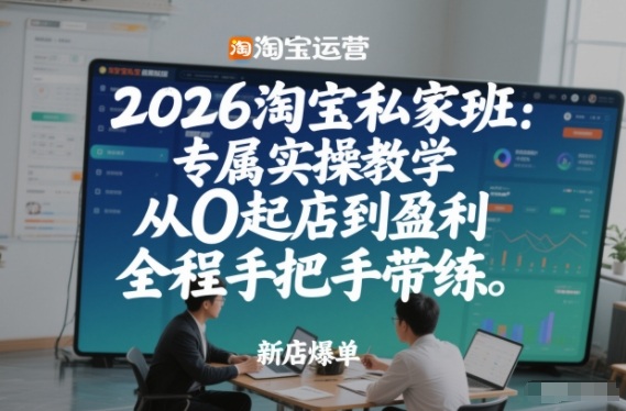 2026淘宝私家班：专属实操教学，从0起店到盈利，全程手把手带练 - 臻优资源网