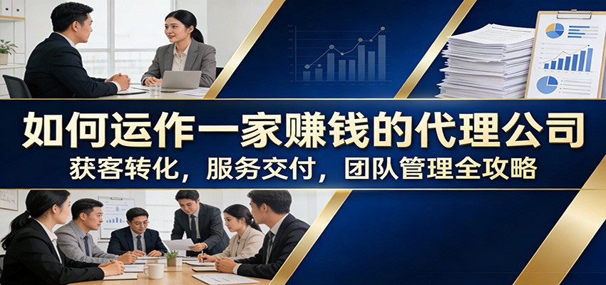 如何运作一家赚钱的代理公司：获客转化，服务交付，团队管理全攻略 - 臻优资源网