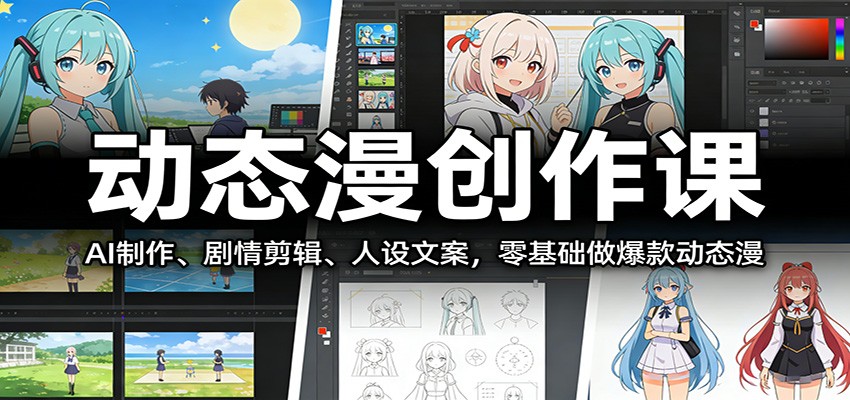 动态漫创作课：AI制作、剧情剪辑、人设文案，零基础做爆款动态漫 - 臻优资源网