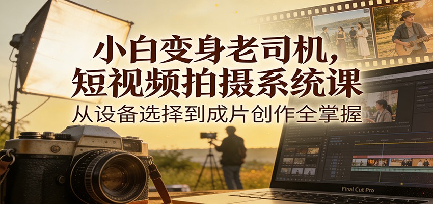 小白变身老司机，短视频拍摄系统课，从设备选择到成片创作全掌握 - 臻优资源网