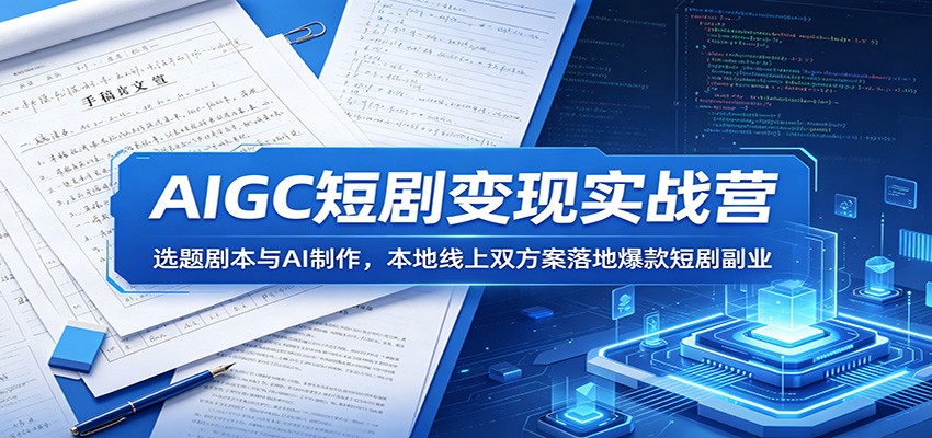 AIGC短剧变现实战营：选题剧本与AI制作，本地线上双方案落地爆款短剧副业 - 臻优资源网