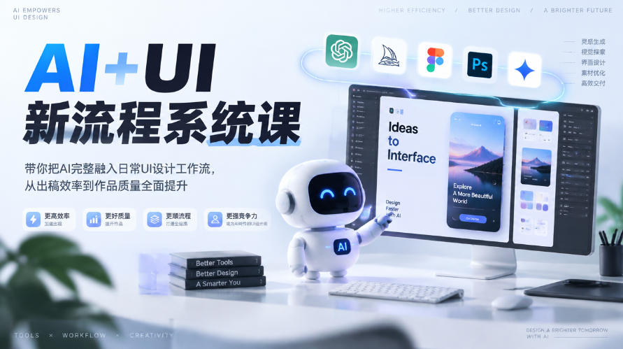 【无水印】AI+UI新流程系统课，带你把AI完整融入日常UI设计工作流，从出稿效率到作品质量全面提升（2026第4期） - 臻优资源网