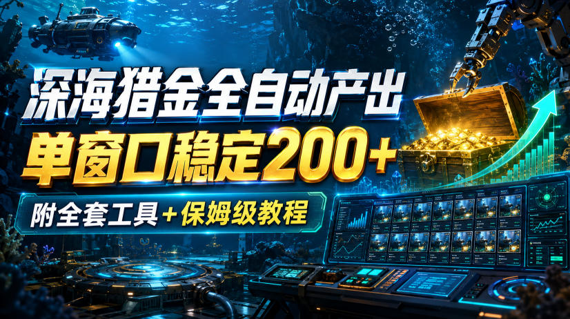 深海猎金全自动产出，单窗口稳定200+，附全套工具+保姆级教程【揭秘】 - 臻优资源网
