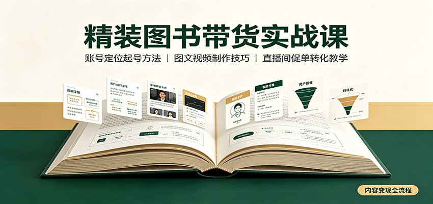 精装图书带货实战课：账号定位起号方法，图文视频制作，促单转化教学 - 臻优资源网