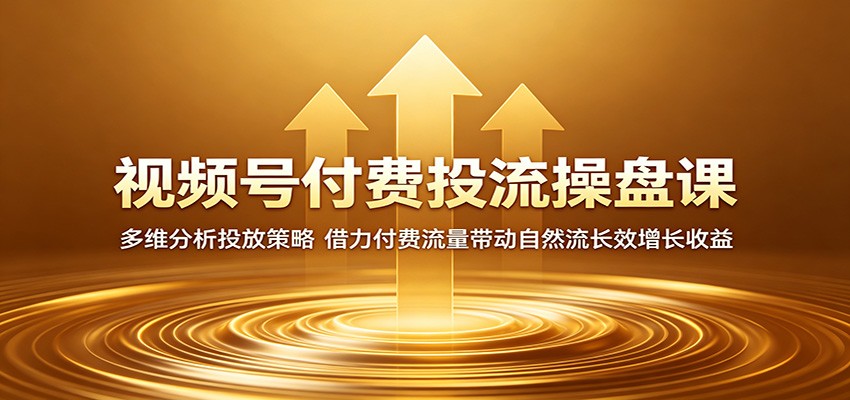 视频号付费投流操盘课：多维分析投放策略，借力付费流量带动自然流长效增长收益 - 臻优资源网