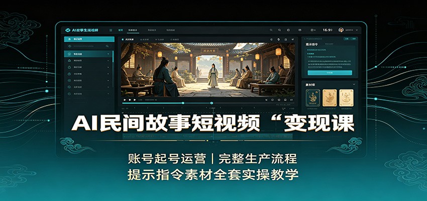 AI民间故事短视频变现课：账号起号运营，完整生产流程，提示指令素材全套实操教学 - 臻优资源网