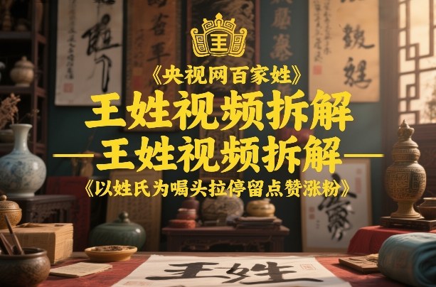 央视网百家姓–王姓视频拆解，以姓氏为噱头拉停留点赞涨粉 - 臻优资源网