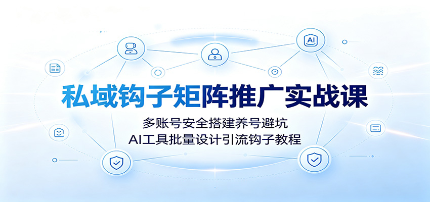 私域钩子矩阵推广实战课：多账号安全搭建养号避坑，AI工具批量设计引流钩子教程 - 臻优资源网