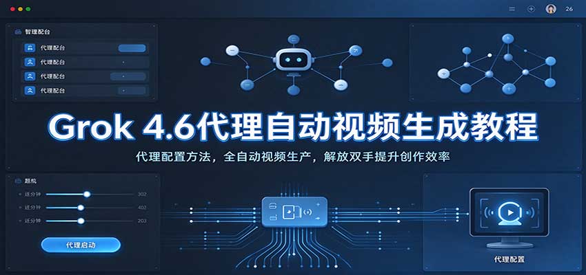 Grok 4.6代理自动视频生成教程：代理配置方法，全自动视频生产，解放双手提升创作效率 - 臻优资源网