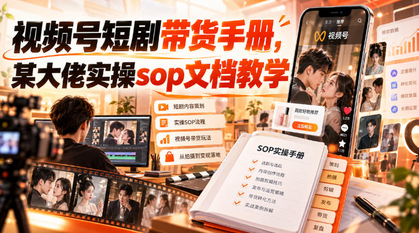 视频号短剧带货手册，某大佬实操sop文档教学 - 臻优资源网