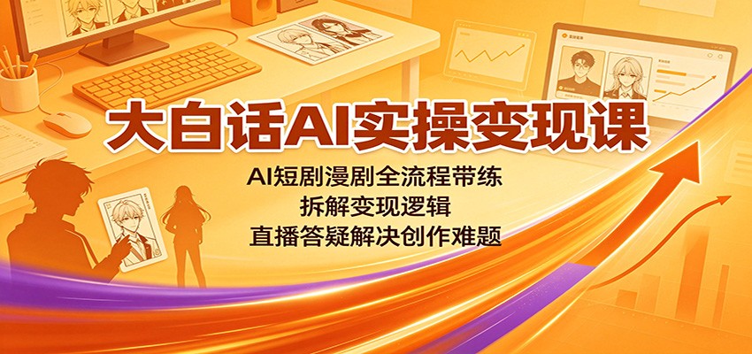 大白话AI实操变现课：AI短剧漫剧全流程带练，拆解变现逻辑，直播答疑解决创作难题 - 臻优资源网