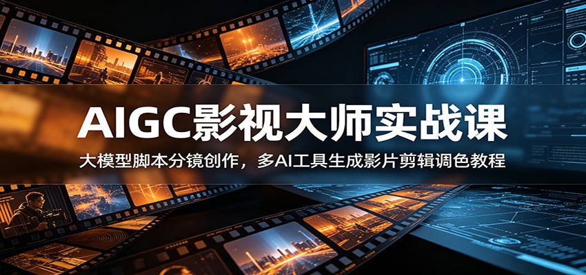 AIGC影视大师实战课：大模型脚本分镜创作，多AI工具生成影片剪辑调色教程 - 臻优资源网