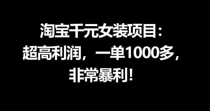 淘宝千元女装项目：超高利润，一单1000多，非常暴利 - 臻优资源网