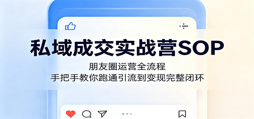 私域成交实战营SOP：朋友圈运营全流程，手把手教你跑通引流到变现完整闭环 - 臻优资源网