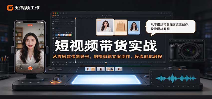 短视频带货实战：从零搭建带货账号，拍摄剪辑文案创作，投流避坑教程 - 臻优资源网