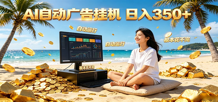 AI自动广告挂机 日入350+ 真正做到躺赚式变现，根本花不完！ - 臻优资源网