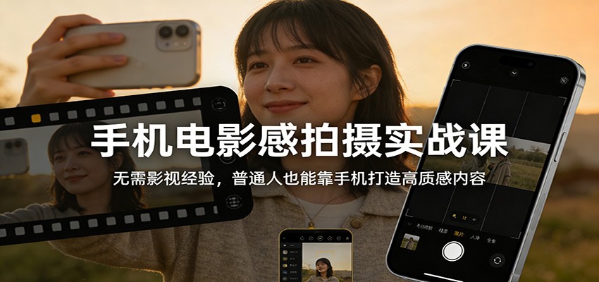 手机电影感拍摄实战课：无需影视经验，普通人也能靠手机打造高质感内容 - 臻优资源网
