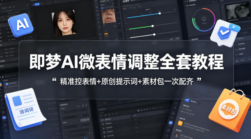 即梦AI微表情调整全套教程，精准控表情+原创提示词+素材包一次配齐 - 臻优资源网