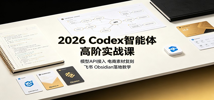 2026 Codex智能体高阶实战课：模型API接入，电商素材复刻，飞书Obsidian落地教学 - 臻优资源网