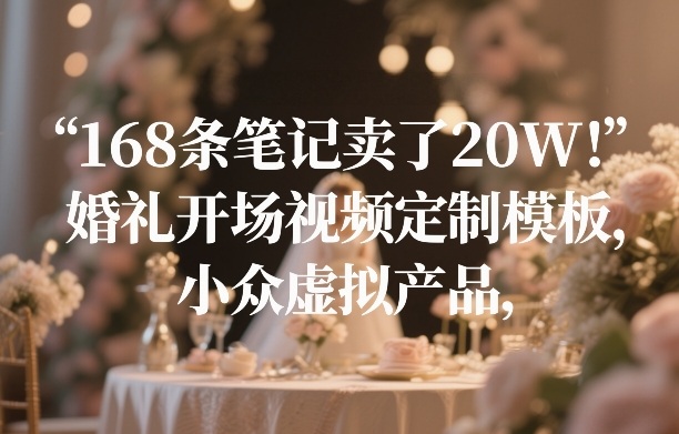 168条笔记卖了20W！婚礼开场视频定制模板，小众虚拟产品 - 臻优资源网