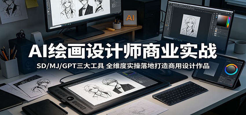 AI绘画设计师商业实战：SD/MJ/GPT三大工具，全维度实操落地打造商用设计作品 - 臻优资源网