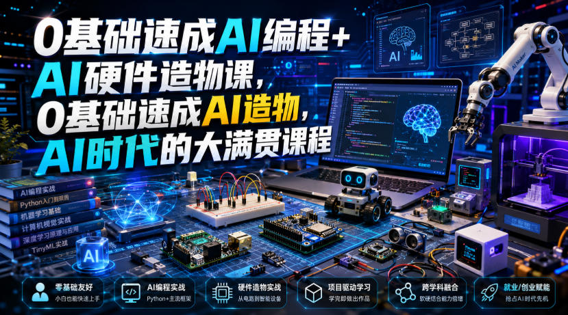 0基础速成AI编程+AI硬件造物课，0基础速成AI造物，AI时代的大满贯课程 - 臻优资源网