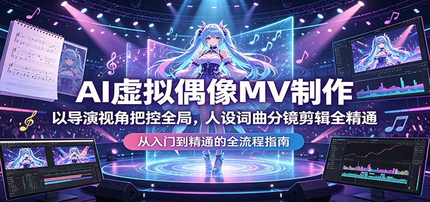 AI虚拟偶像MV制作：以导演视角把控全局，人设词曲分镜剪辑全精通 - 臻优资源网