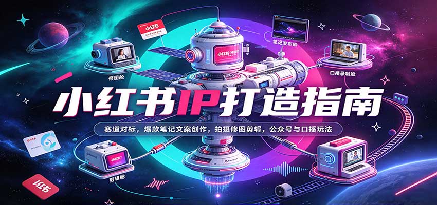 小红书IP打造指南：赛道对标，爆款笔记文案创作，拍摄修图剪辑，公众号与口播玩法 - 臻优资源网