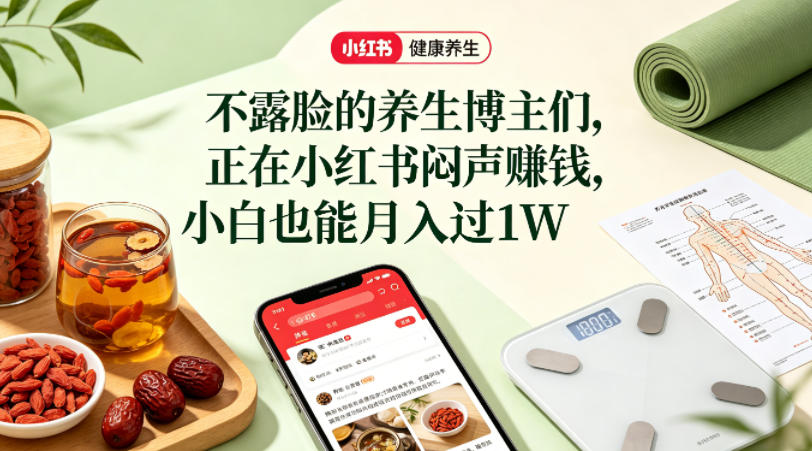 小红书健康养生科普图文赛道，不露脸的养生博主们，正在小红书闷声賺钱，小白也能月入过1W - 臻优资源网