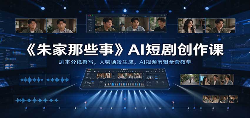 《朱家那些事》AI短剧创作课：剧本分镜撰写，人物场景生成，AI视频剪辑全套教学 - 臻优资源网