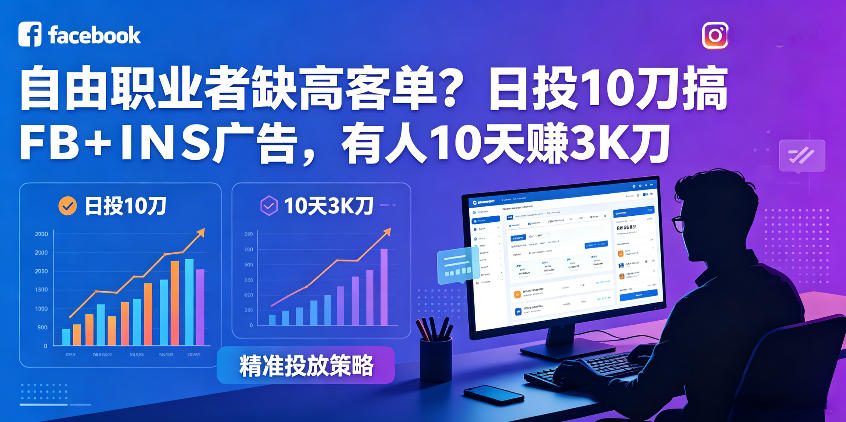 自由职业者缺高客单？日投10刀搞FB+INS广告，有人10天赚3K刀！【原创双语字幕】 - 臻优资源网