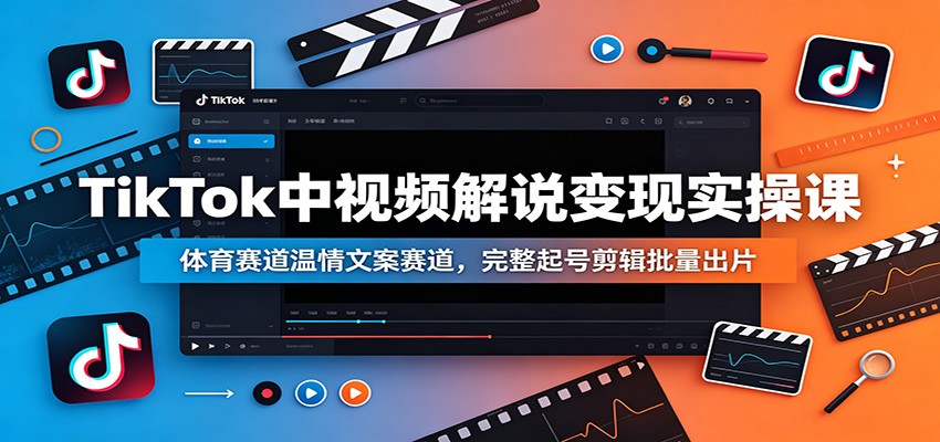 TikTok中视频解说变现实操课：体育赛道温情文案赛道，完整起号剪辑批量出片 - 臻优资源网