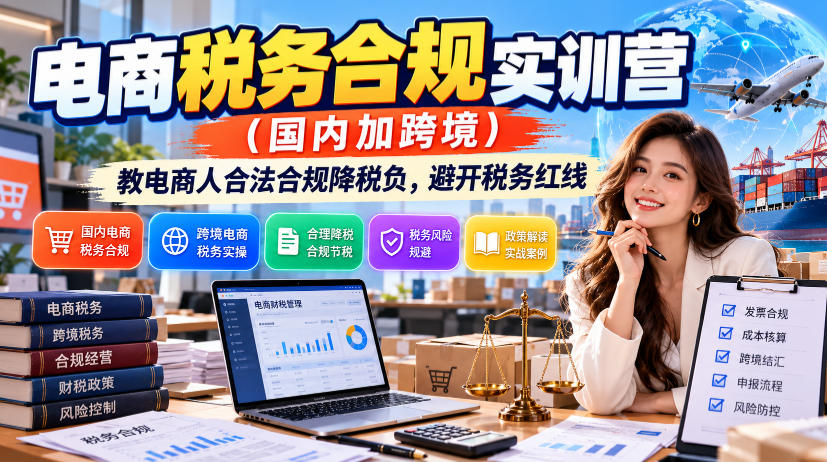 电商税务合规实训营（国内加跨境），教电商人合法合规降税负，避开税务红线 - 臻优资源网