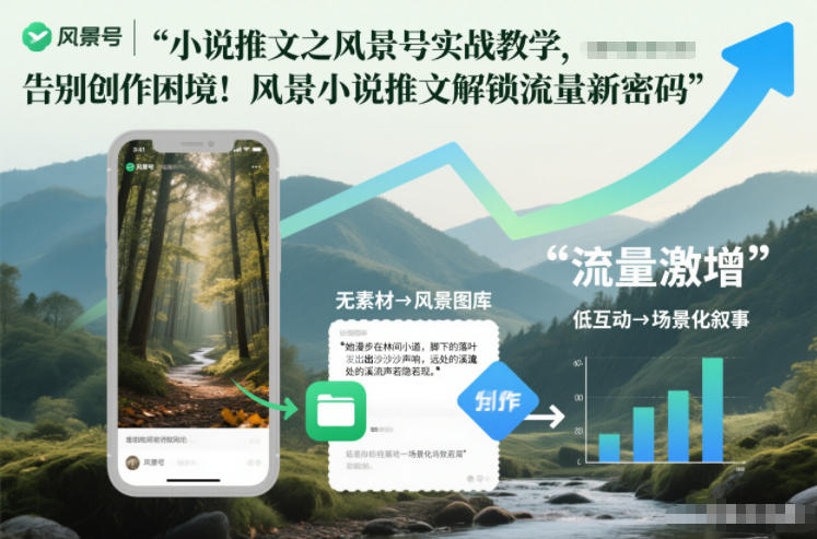 小说推文之风景号实战教学，告别创作困境！风景小说推文解锁流量新密码 - 臻优资源网