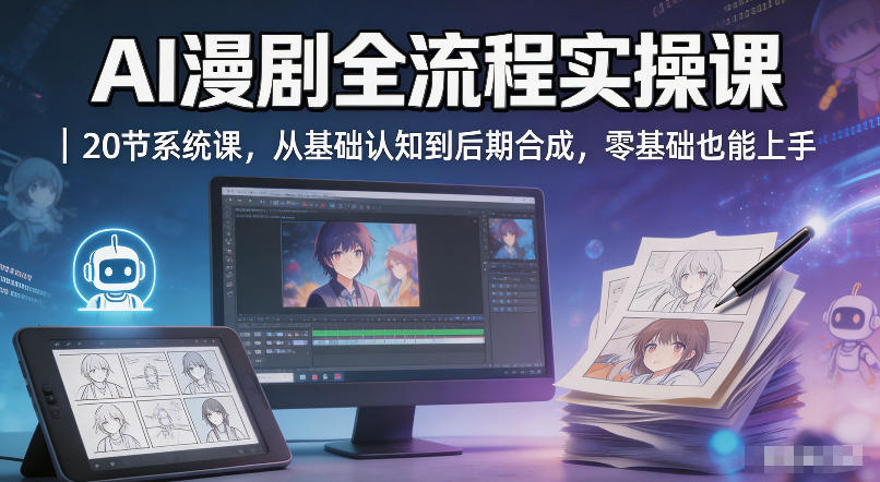 AI漫剧全流程实操课｜20节系统课，从基础认知到后期合成，零基础也能上手 - 臻优资源网