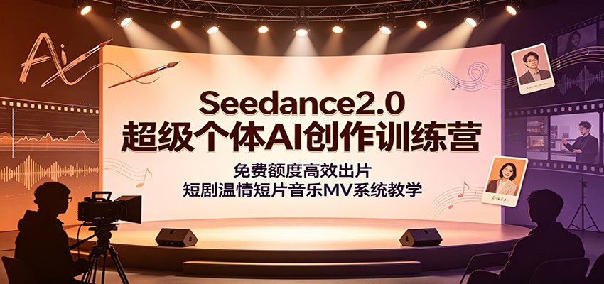 Seedance2.0超级个体AI创作训练营：免费额度高效出片，短剧温情短片音乐MV系统教学 - 臻优资源网