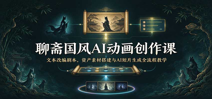 聊斋国风AI动画创作课：文本改编剧本，资产素材搭建与AI短片生成全流程教学 - 臻优资源网