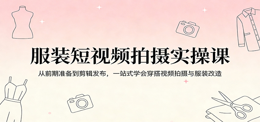 服装短视频拍摄实操课：从前期准备到剪辑发布，一站式学会穿搭视频拍摄与服装改造 - 臻优资源网