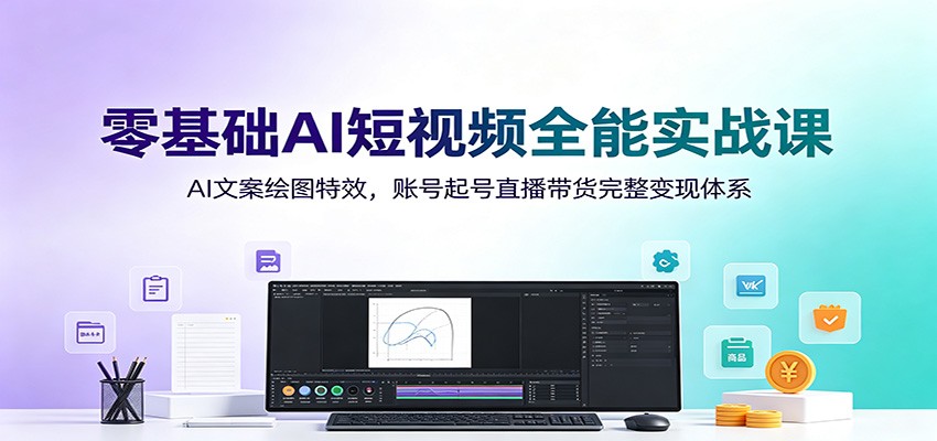 零基础AI短视频全能实战课：AI文案绘图特效，账号起号直播带货完整变现体系 - 臻优资源网