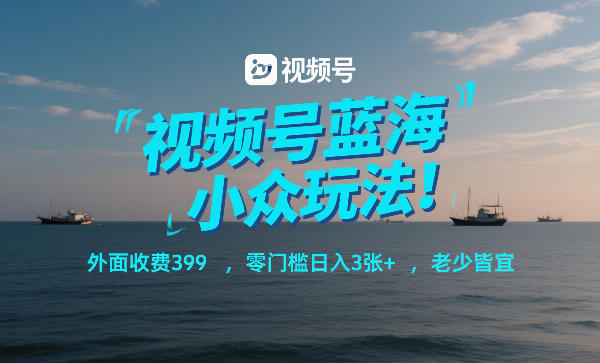 视频号蓝海小众玩法！外面收费399，零门槛日入3张+，老少皆宜 - 臻优资源网