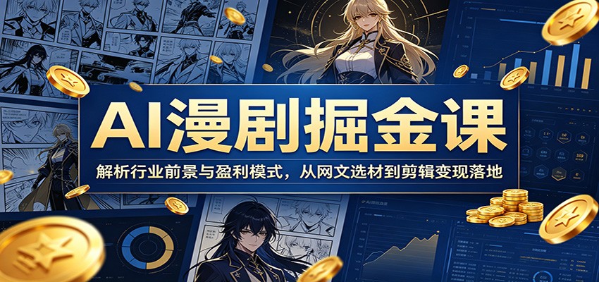AI漫剧掘金课：解析行业前景与盈利模式，从网文选材到剪辑变现落地 - 臻优资源网