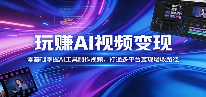 玩赚AI视频变现，零基础掌握AI具制作视频，打通多平台变现增收路径 - 臻优资源网