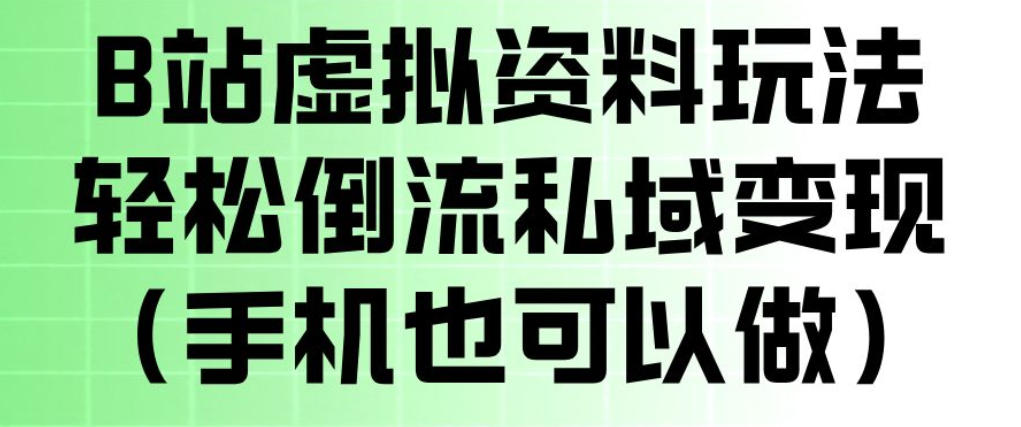 B站虚拟资料玩法，轻松倒流私域变现，一部手机就可以做 - 臻优资源网