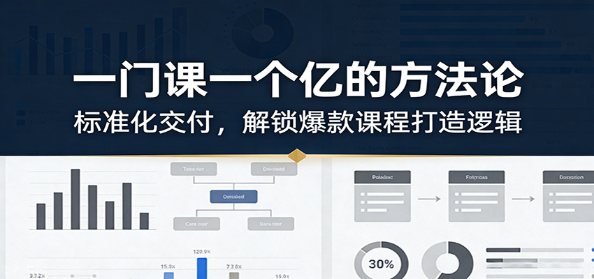 一门课一个亿的方法论：标准化交付，解锁爆款课程打造逻辑 - 臻优资源网
