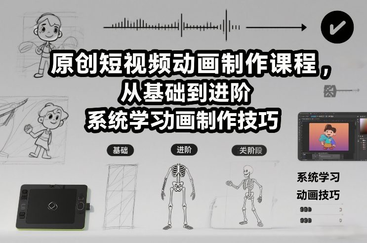 原创短视频动画制作课程，从基础到进阶，系统学习动画制作技巧 - 臻优资源网