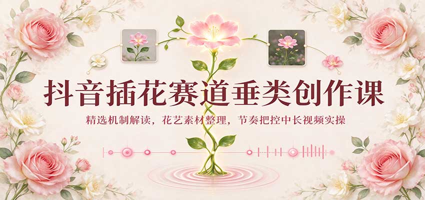 抖音插花赛道垂类创作课：精选机制解读，花艺素材整理，节奏把控中长视频实操 - 臻优资源网
