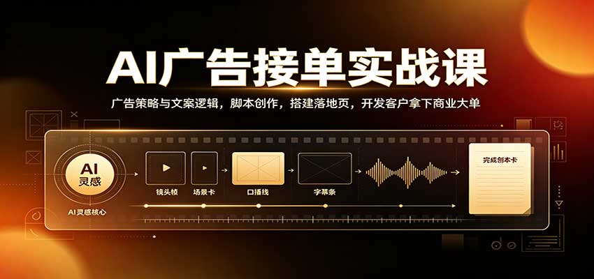 AI广告接单实战：广告策略与文案逻辑，脚本创作，搭建落地页，开发客户拿下商业大单 - 臻优资源网
