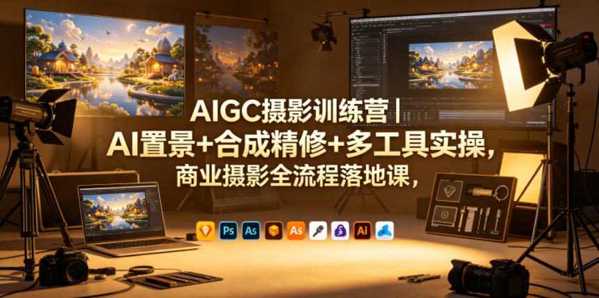 AIGC摄影训练营｜AI置景+合成精修+多工具实操，商业摄影全流程落地课 - 臻优资源网